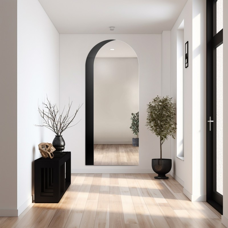 Oglindă semiovală cu lacobel negru decorativ - KOSMA