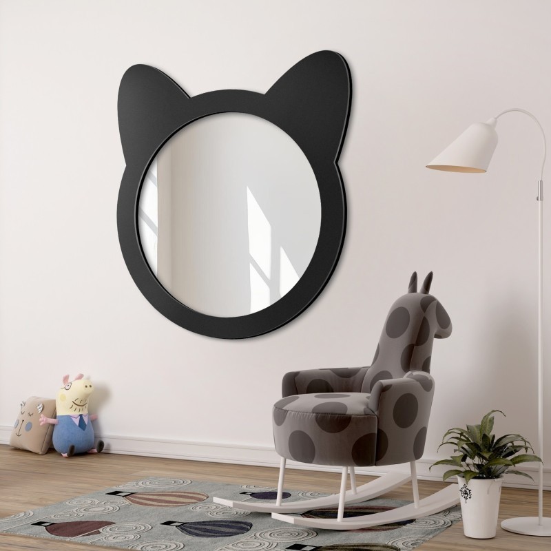 Oglindă decorativă de perete pentru copii în ramă MDF - PISICUȚĂ