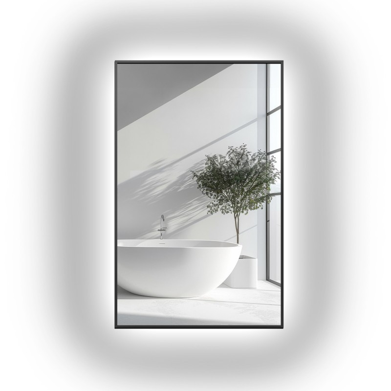 Oglindă în ramă neagră cu iluminare - 1201 LED - culoarea ramei la alegere