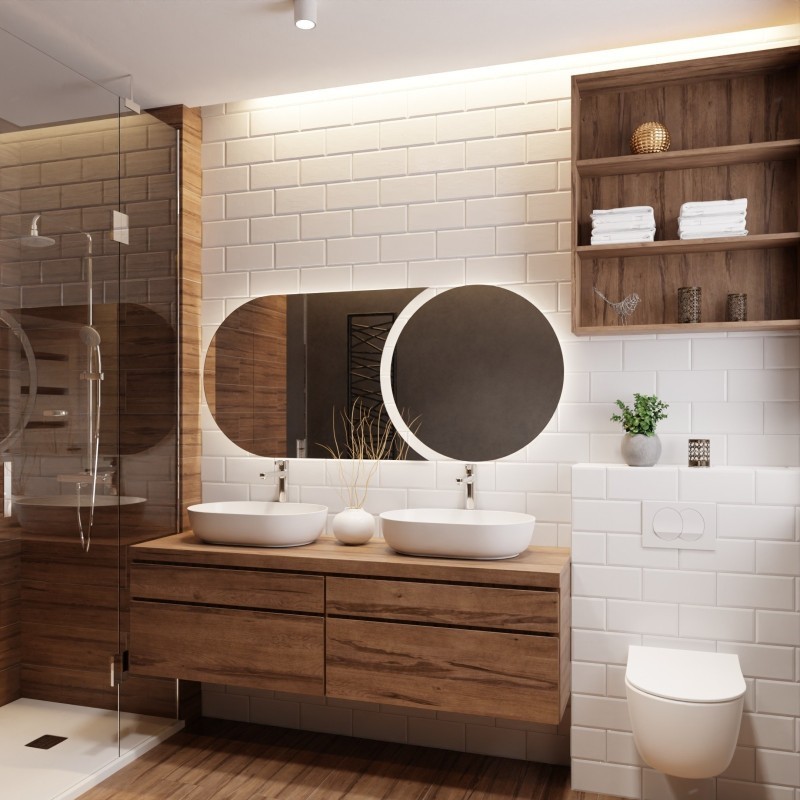 Oglindă de baie modernă în două părți cu iluminare - APOLLO LED