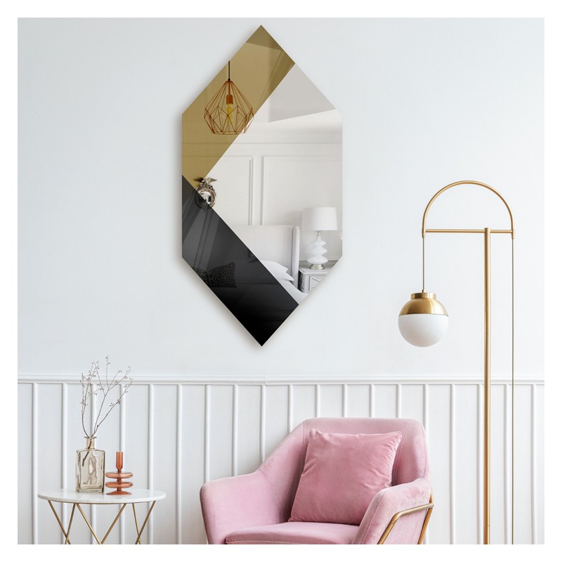 Oglindă decorativă exclusivistă în negru și auriu - MADAM