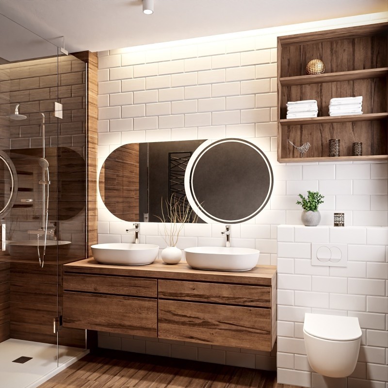 Oglindă de baie modernă în două părți cu iluminare - APOLLO LED II