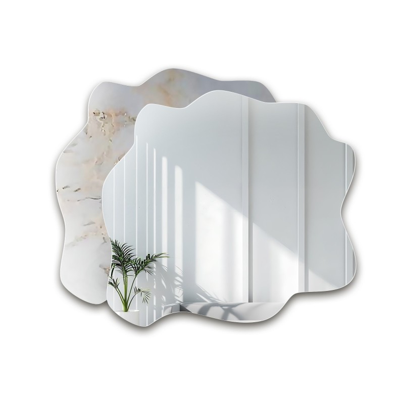 Oglindă neregulată pe marmură alb-auriu – MARBLE BIALORO