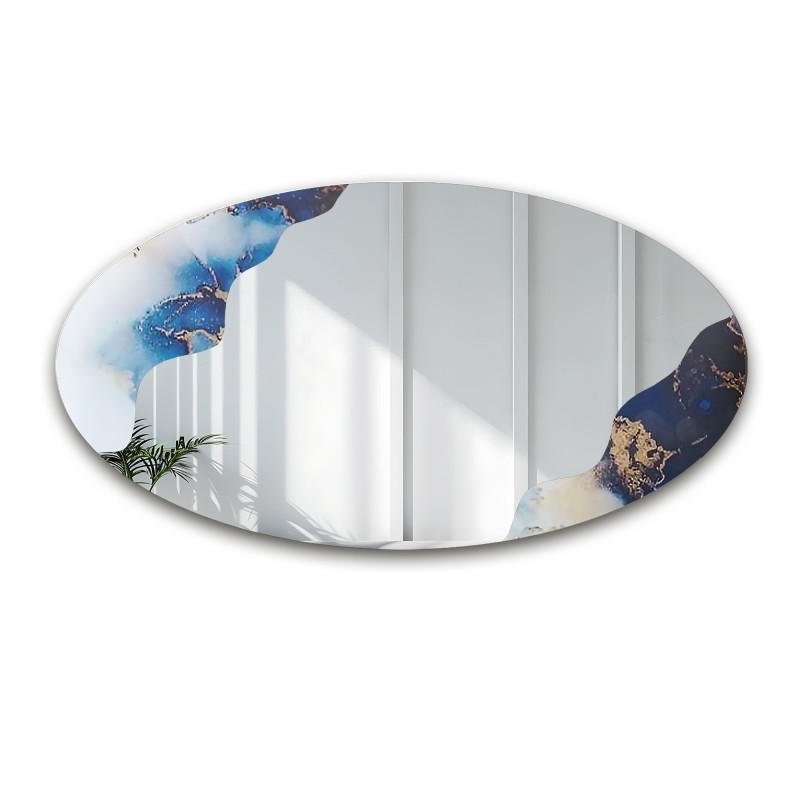 Oglindă neregulată pe marmură albastră eliptică – MARBLE ELFRA