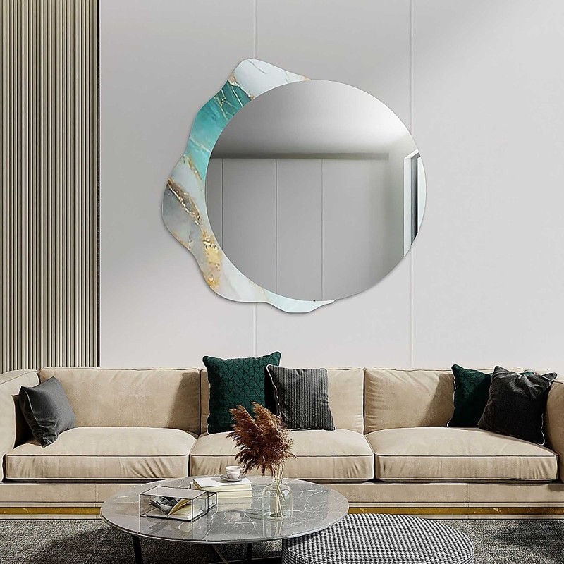 Oglindă rotundă pe marmură verde neregulată – MARBLE FERRO