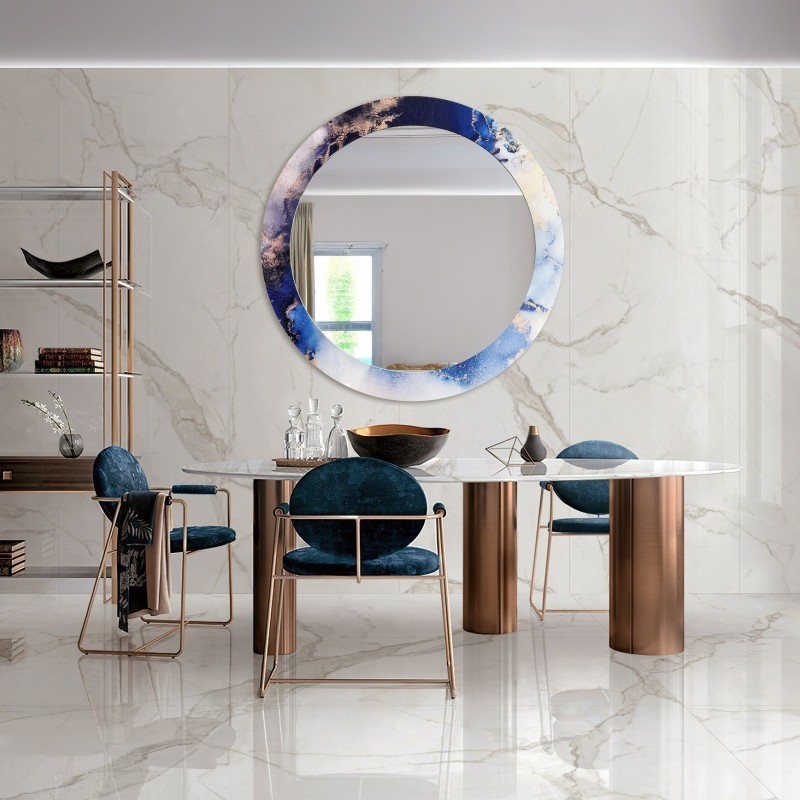 Oglindă rotundă pe marmură albastră – MARBLE IRIS