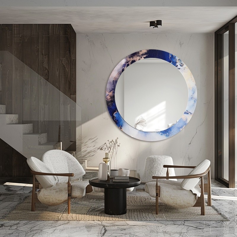 Oglindă rotundă pe marmură albastră – MARBLE IRIS