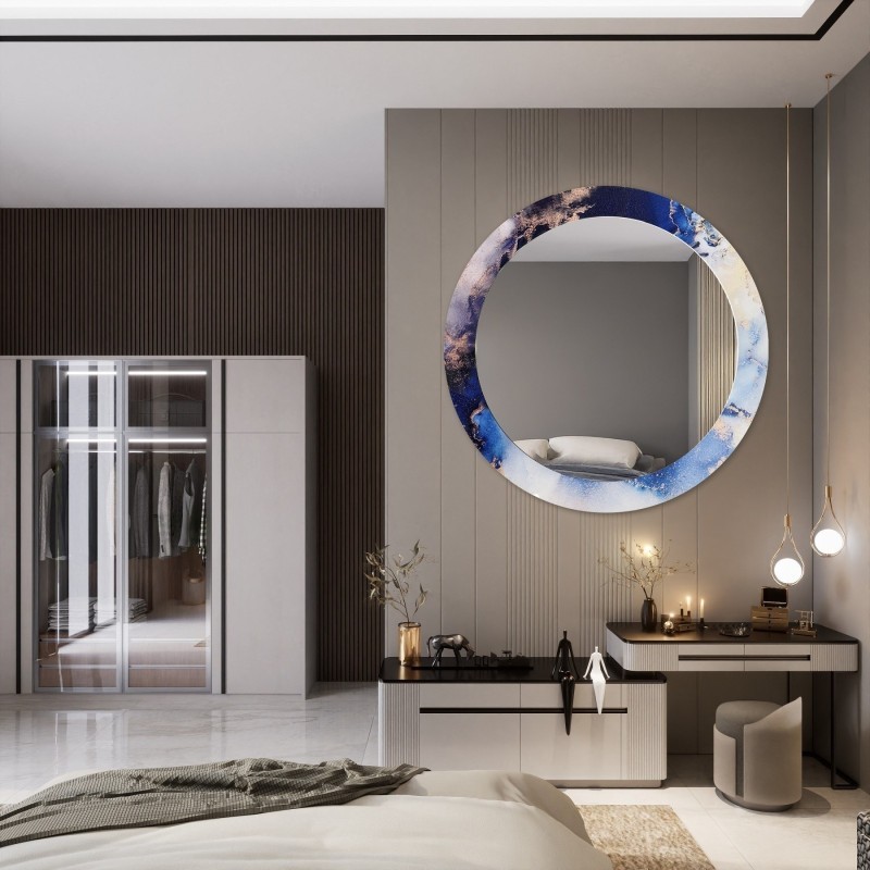 Oglindă rotundă pe marmură albastră – MARBLE IRIS