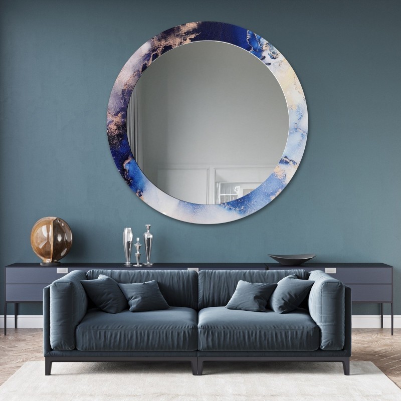 Oglindă rotundă pe marmură albastră – MARBLE IRIS