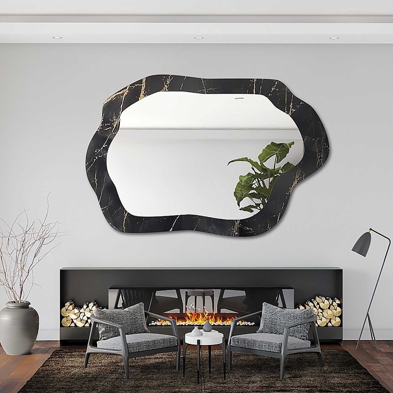 Oglindă neregulată pe marmură negru-auriu – MARBLE VERDI