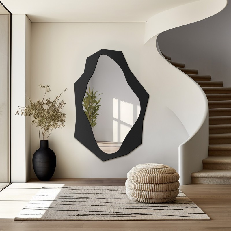 Oglindă decorativă cu formă organică ascuțită în cadru MDF - MINORE