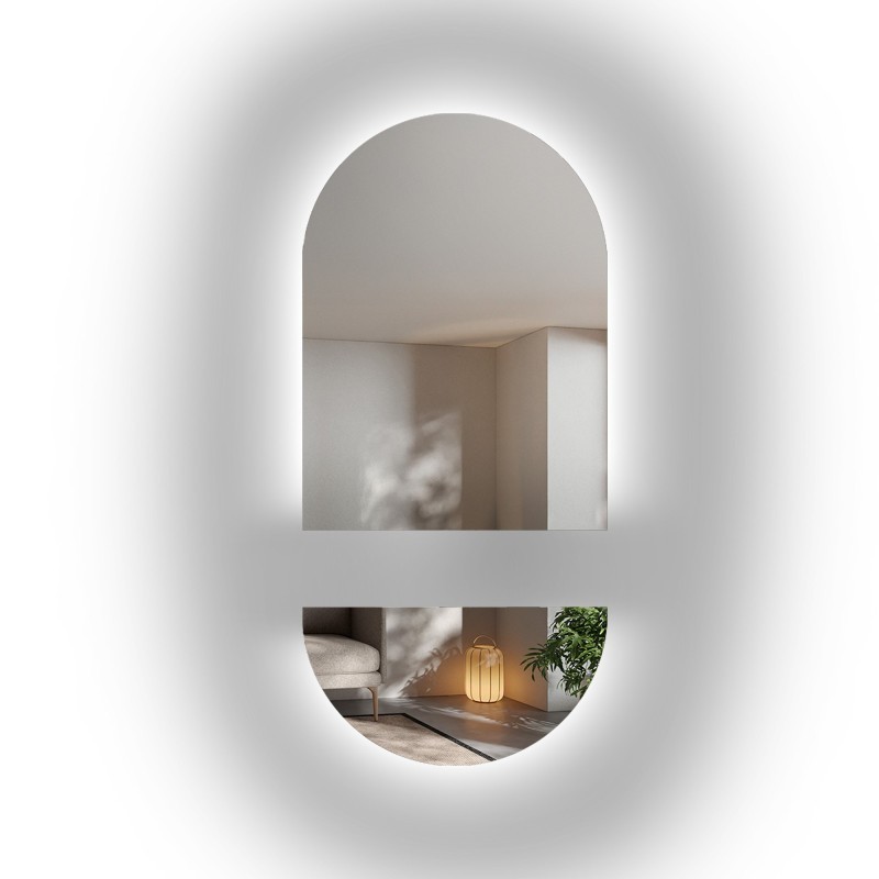 Oglindă de baie ovală în două părți cu iluminare - NIKO LED