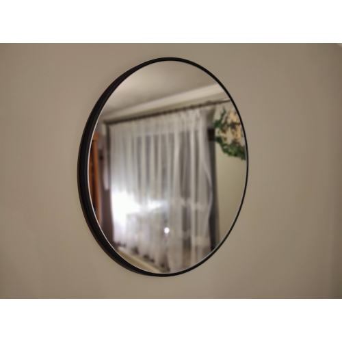 Oglindă rotundă cu ramă neagră din MDF SLIM - OTYLIA - culoarea ramei la alegere