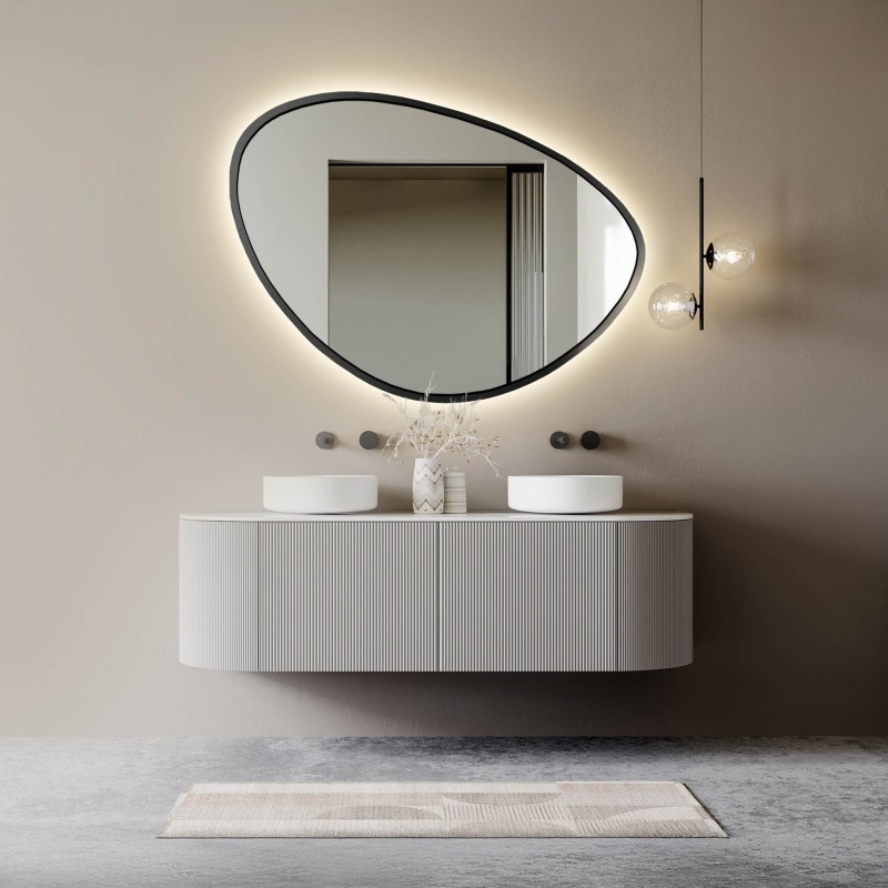 Oglindă de formă neregulată într-o ramă cu iluminare - OBSYDIAN ÎN CADRU LED
