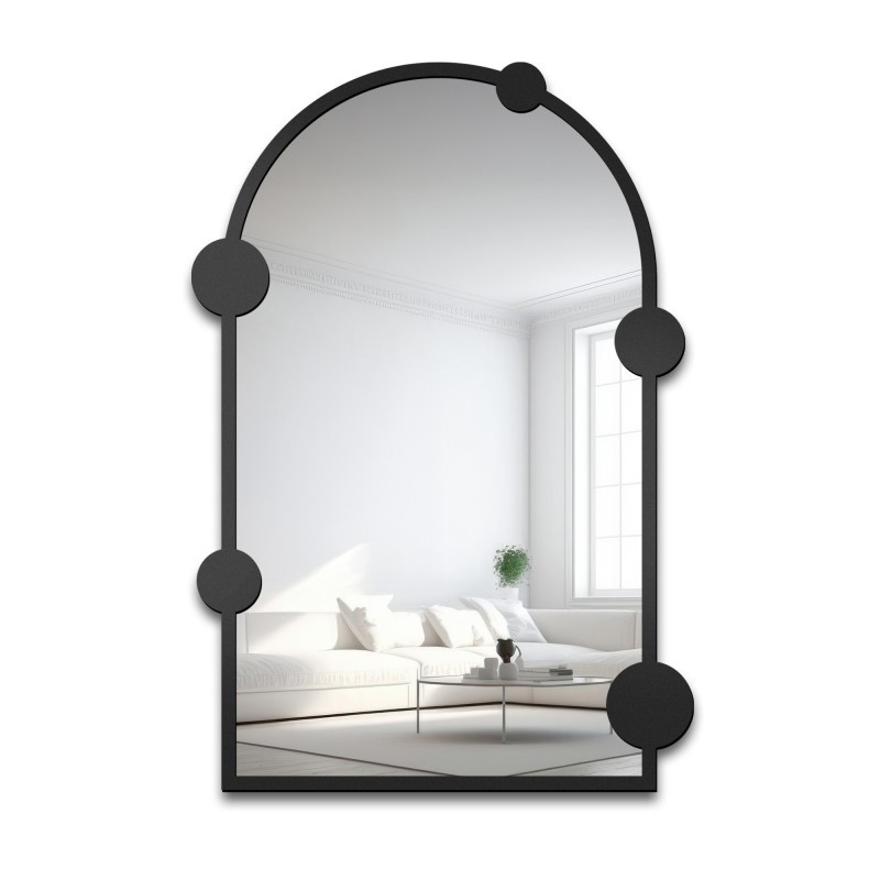 Oglindă semiovală cu inele pe un cadru din mdf - ARCULA - culoarea ramei la alegere