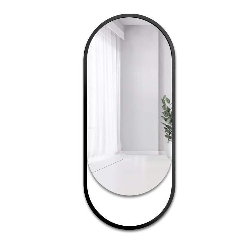 Oglindă ovală cu ramă neagră mată din mdf - OLAF - culoarea ramei la alegere