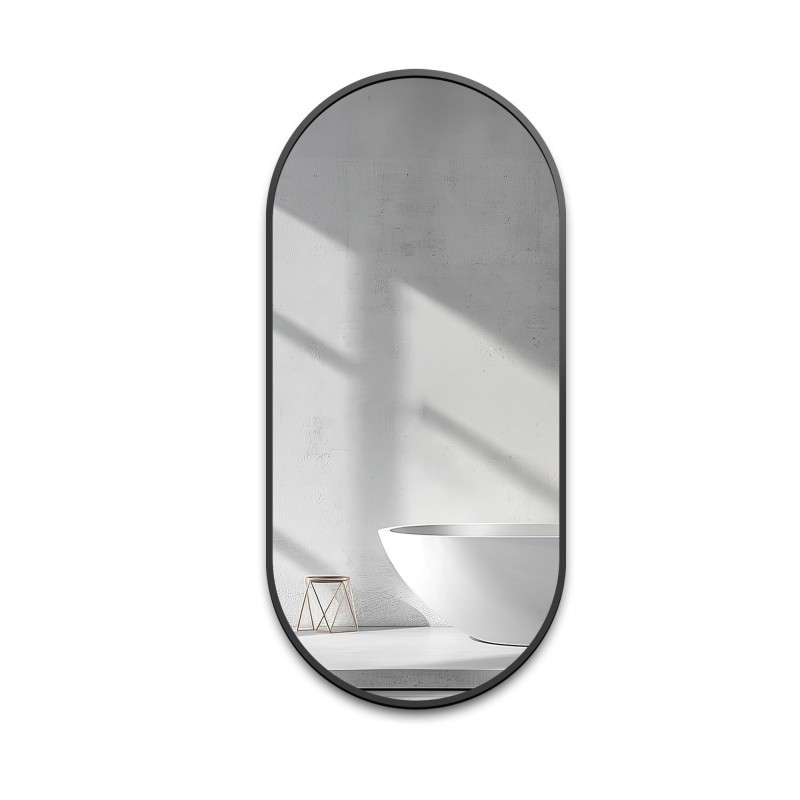 Oglindă ovală cu ramă neagră din MDF SLIM - OLI - culoarea ramei la alegere