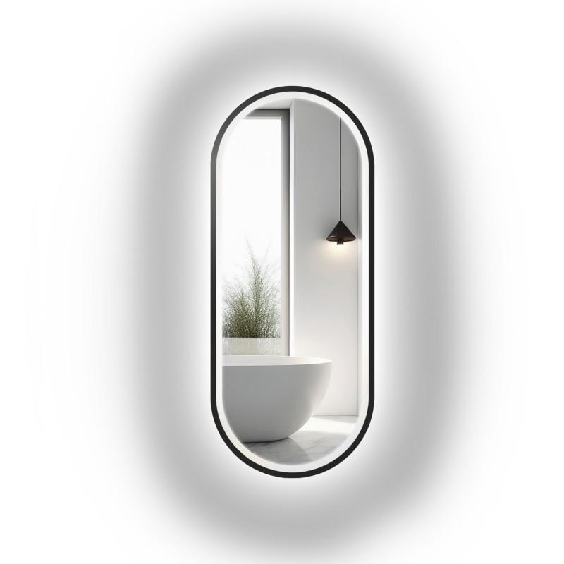 Oglindă ovală în ramă de mdf cu iluminare - OSKAR LED II