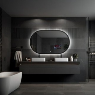Oglindă inteligentă pentru baie într-o ramă din MDF negru cu iluminare din spate- OSKAR SMART LED - culoarea ramei la alegere