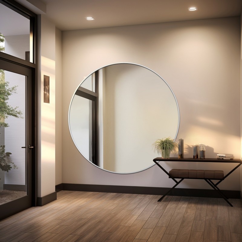 Oglindă rotundă cu ramă aurie din MDF SLIM - OTYLIA - culoarea ramei la alegere