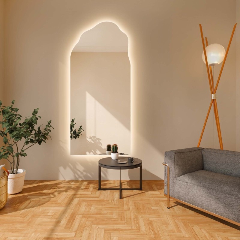 Oglindă semiovală cu formă organică și iluminare - AURO LED 1