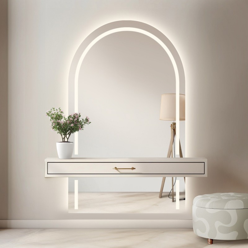 Oglindă semiovală cu iluminare - PLATO IN TWO LED PARTS