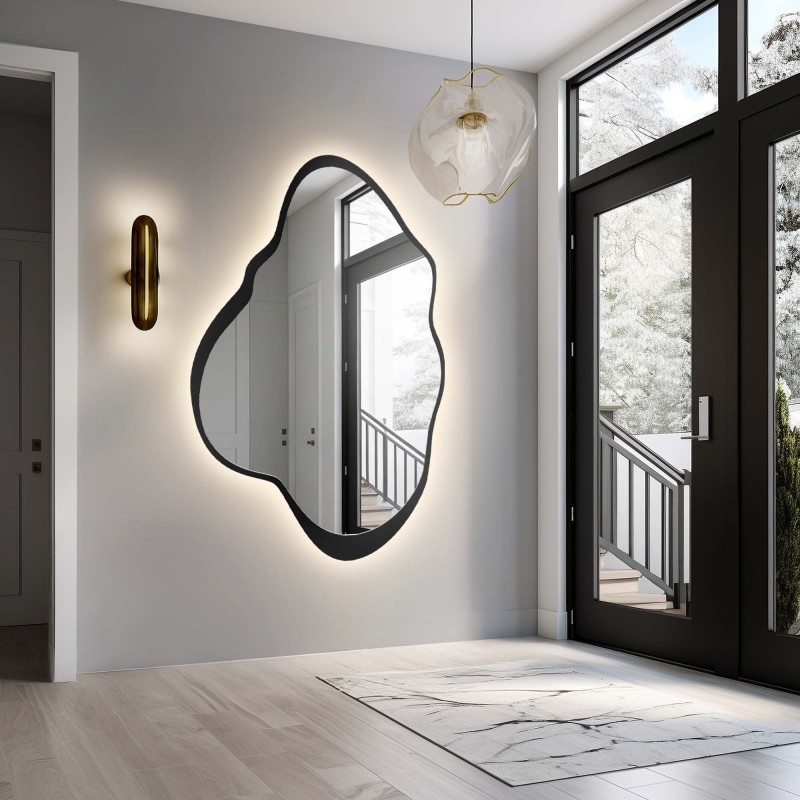 Oglindă cu formă neregulată în cadru MDF cu iluminare - POCO ÎN CADRU LED