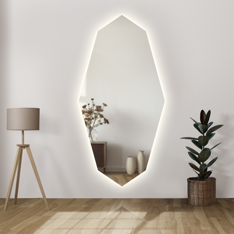 Oglindă decorativă cu formă organică ascuțită și iluminare - RIOLIT LED