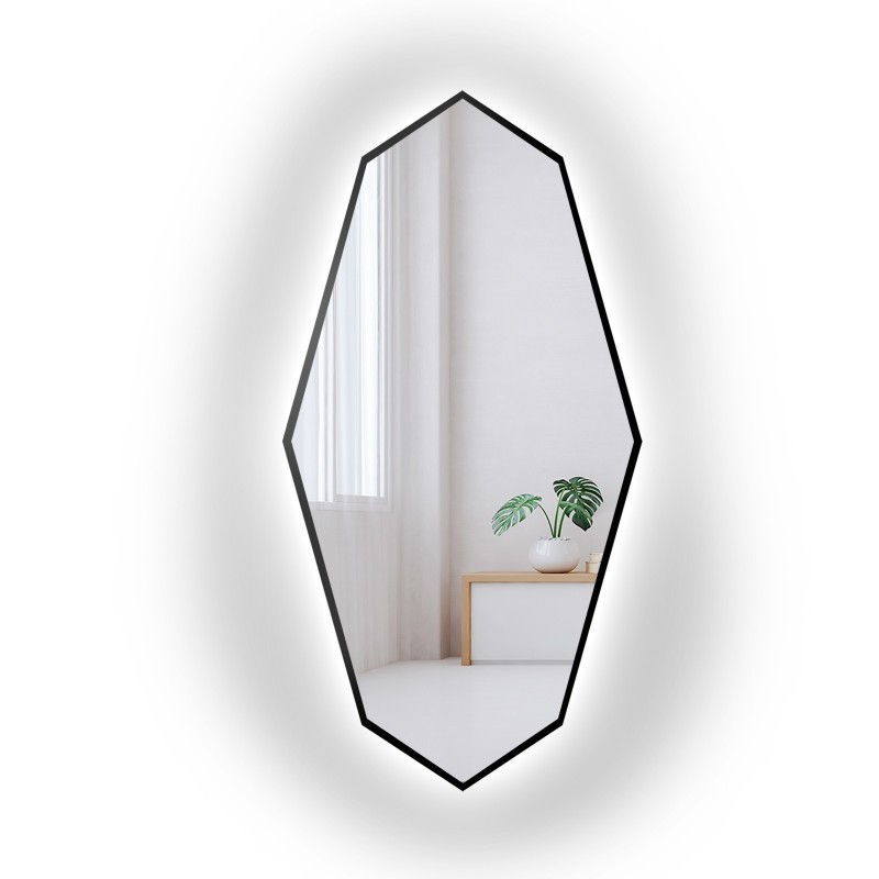 Oglindă decorativă cu formă organică ascuțită în ramă cu iluminare - RIOLIT ÎN CADRU LED