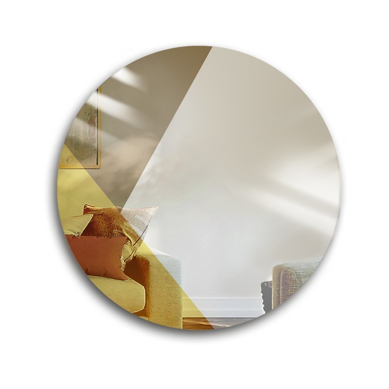 Oglindă decorativă rotundă cu panou colorat auriu și bronz - RONI