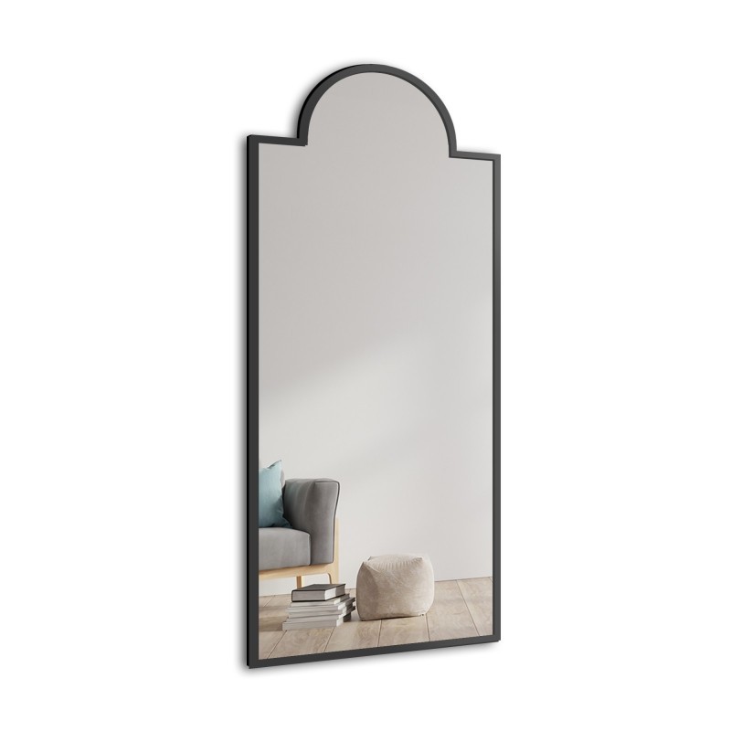 Oglindă decorativă semiovală cu ramă neagră din MDF - ROSANO