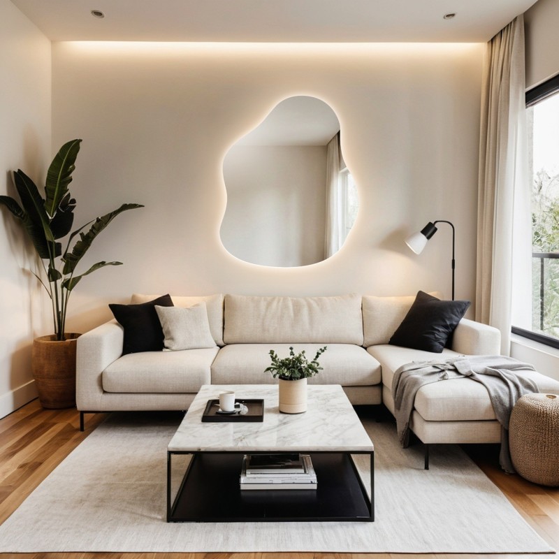 Oglindă de formă organică cu iluminare - STONE LED