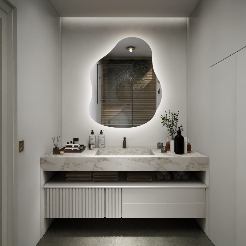 Oglindă de formă organică cu iluminare - STONE LED
