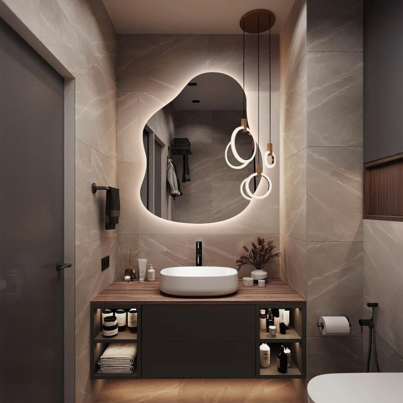 Oglindă de formă organică cu iluminare - STONE LED