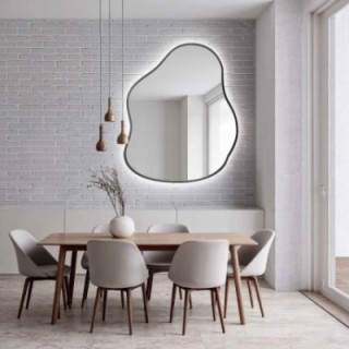 Oglindă în formă organică în ramă cu iluminare - STONE ÎN CADRU LED