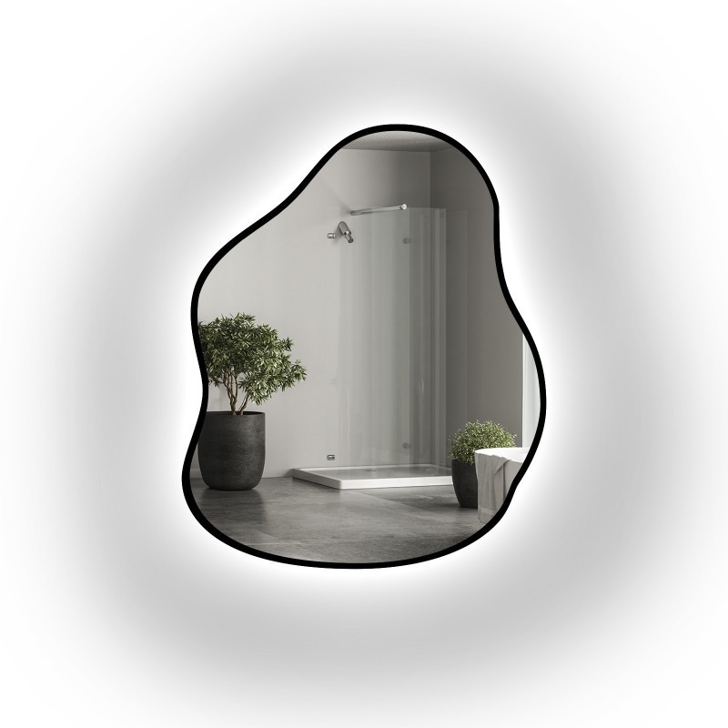 Oglindă în formă organică în ramă cu iluminare - STONE ÎN CADRU LED