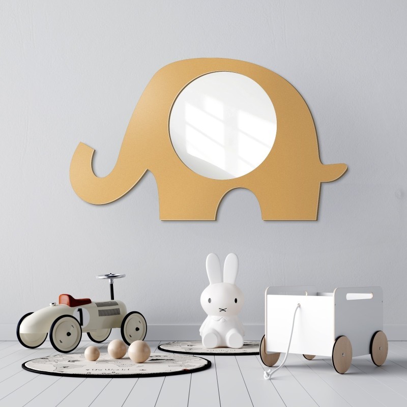 Oglindă decorativă de perete pentru copii în ramă MDF - ELEFANT