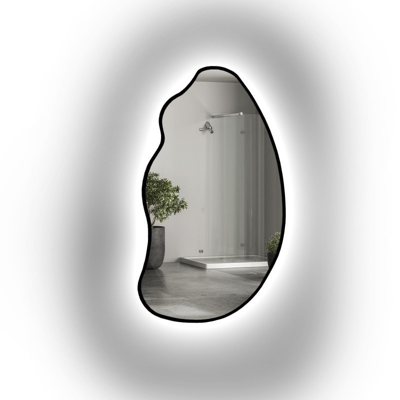 Oglindă cu formă organică în ramă cu iluminare - TOPAZ ÎN CADRU LED