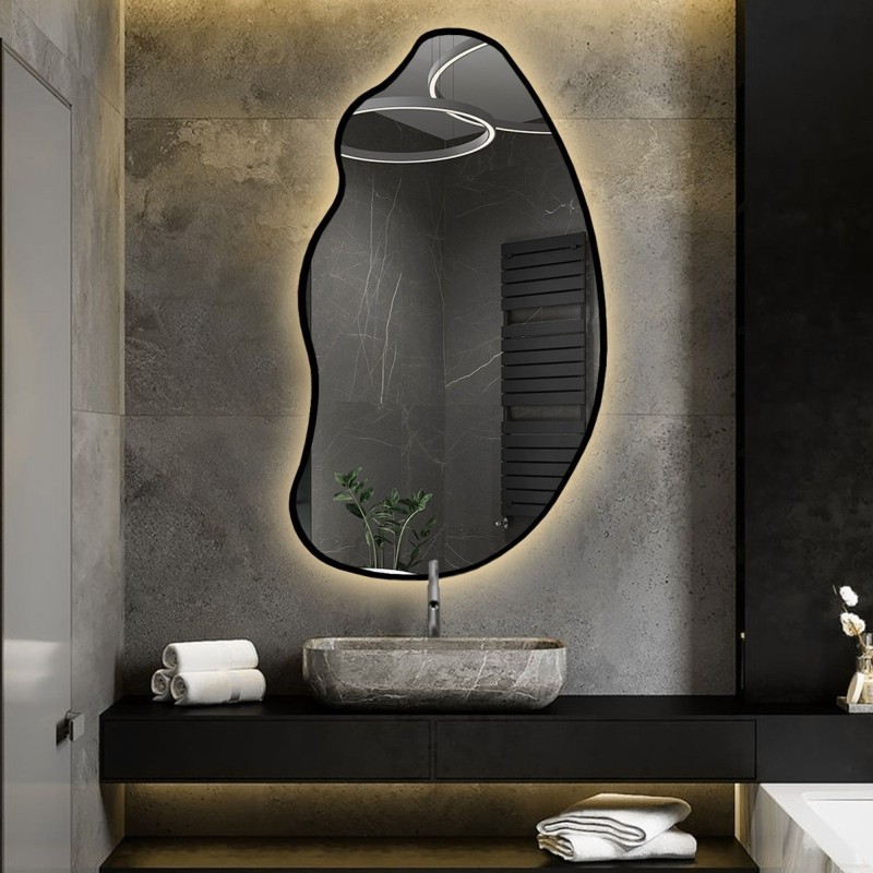 Oglindă cu formă organică în ramă cu iluminare - TOPAZ ÎN CADRU LED