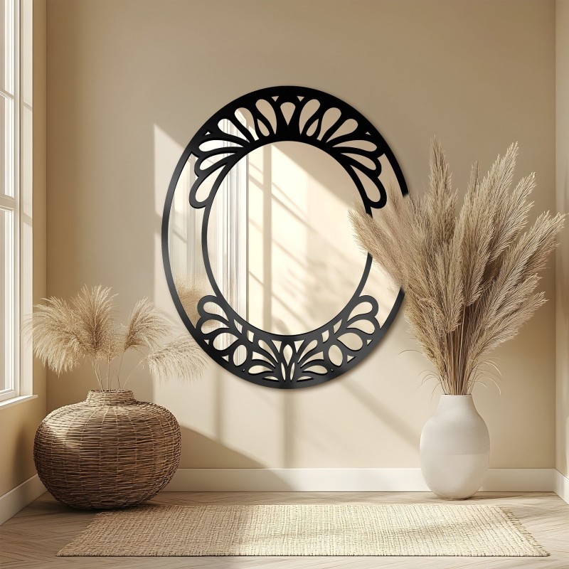 Oglindă ovală cu decor MDF ajurat – VERONELLE BELIRE 125x150