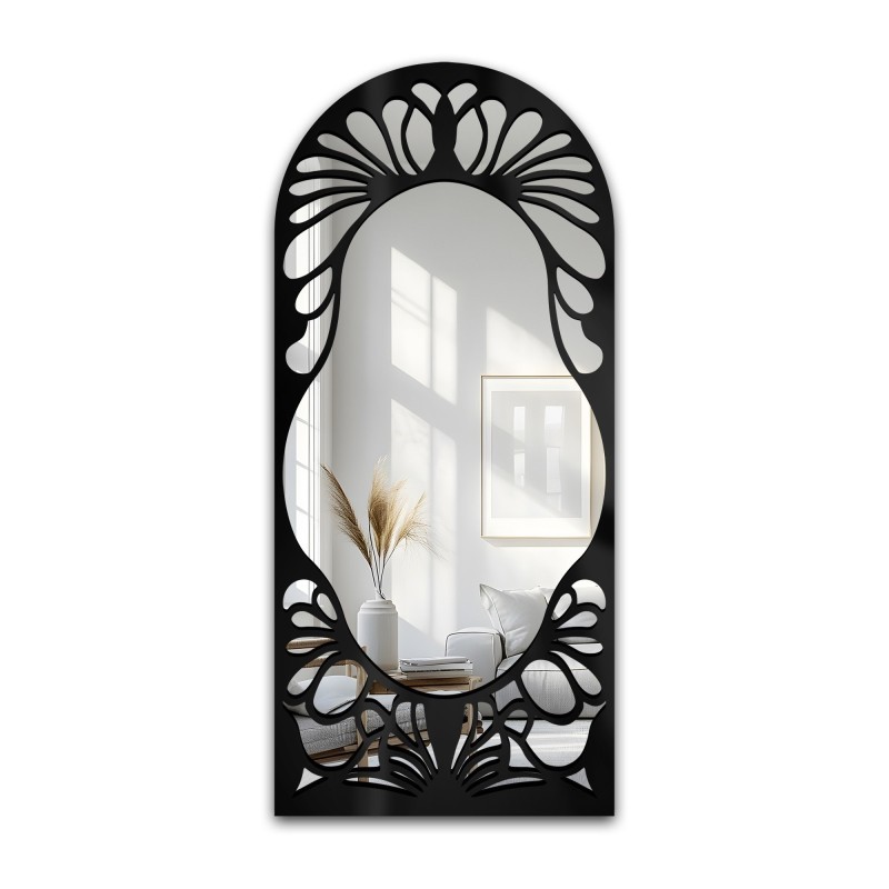 Oglindă semi-ovală cu decor MDF ajurat – VERONELLE FIORE 90X200