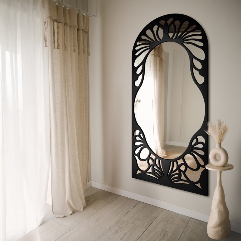 Oglindă semi-ovală cu decor MDF ajurat – VERONELLE FIORE 90X200