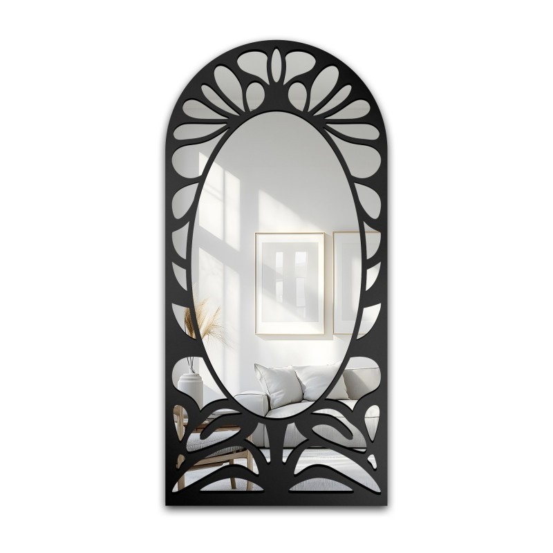 Oglindă semi-ovală cu decor MDF ajurat – VERONELLE ROSAVA 95x200