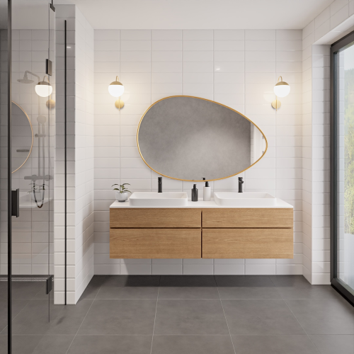 Oglindă organică cu ramă aurie din MDF SLIM- ZOE - culoarea ramei la alegere