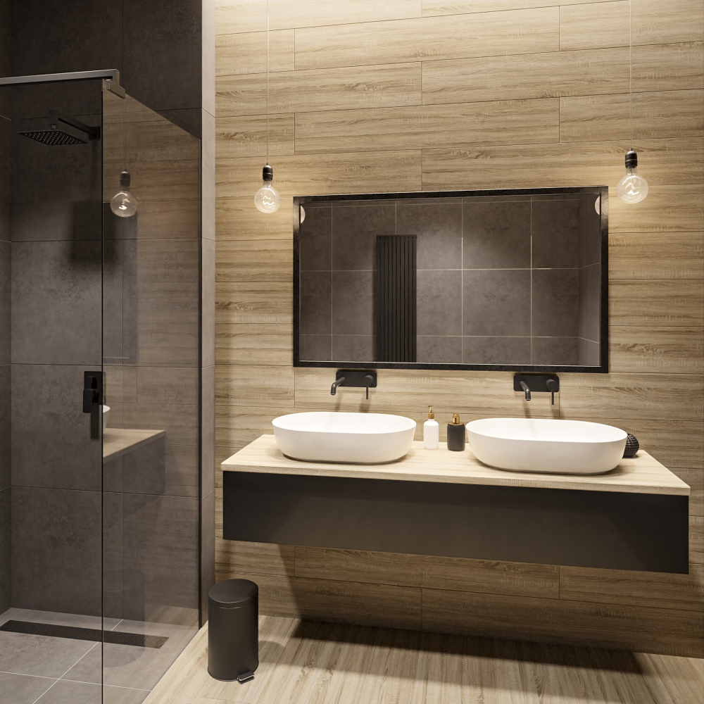 Oglindă de toaletă cu ramă neagră 60x80 - 1503001