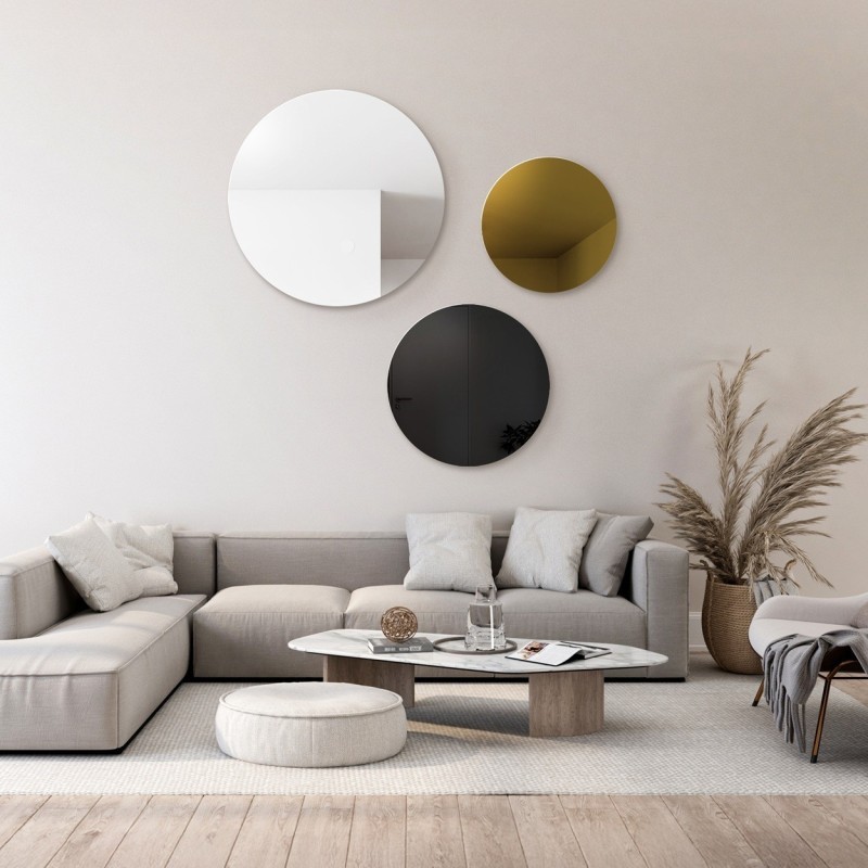 Set de trei cercuri decorative lacobel negru și panou auriu - GOLDI