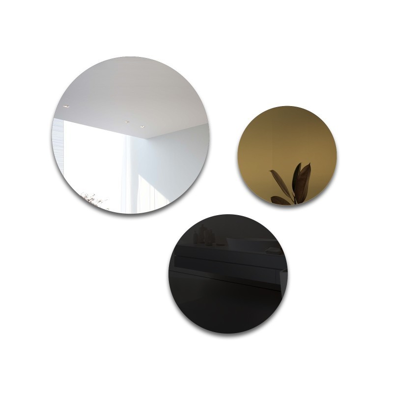 Set de trei cercuri decorative lacobel negru și panou auriu - GOLDI