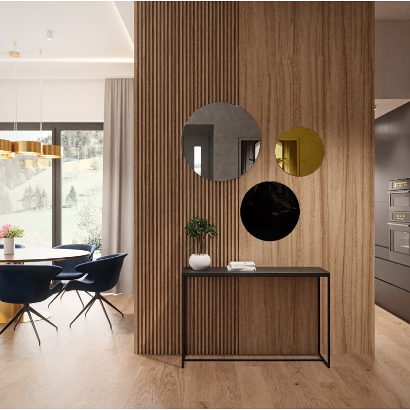 Set de trei cercuri decorative lacobel negru și panou auriu - GOLDI