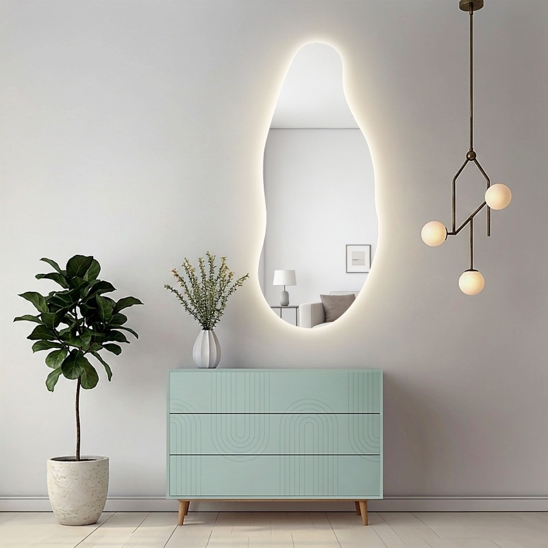 Oglindă decorativă cu formă organică și iluminare - BARYT LED