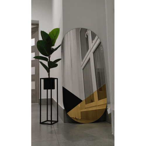 Oglindă decorativă ovală exclusivistă în negru și auriu - ROYAL